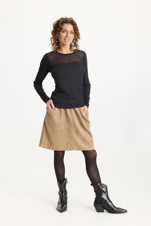 Yvonne langærmet T-shirt med mesh