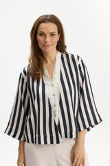 Estella striped jacket with embroidery