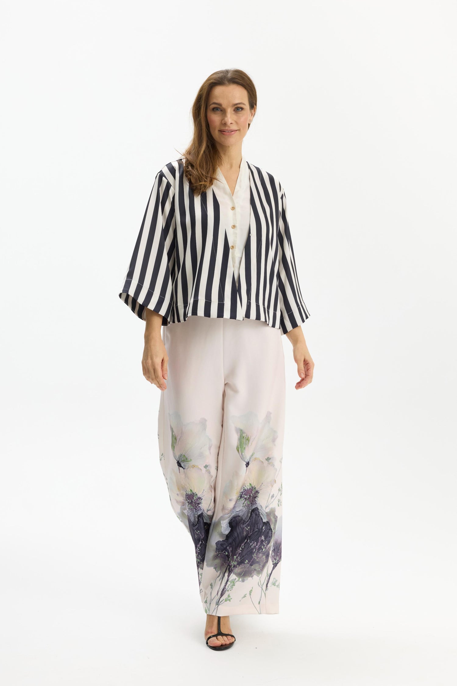 Estella striped jacket with embroidery